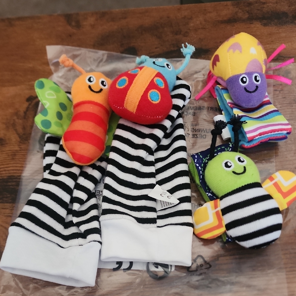 Colorful Insect-Themed Baby Rattle Socks And Wrist Toys Newborn Sock Toys Foot